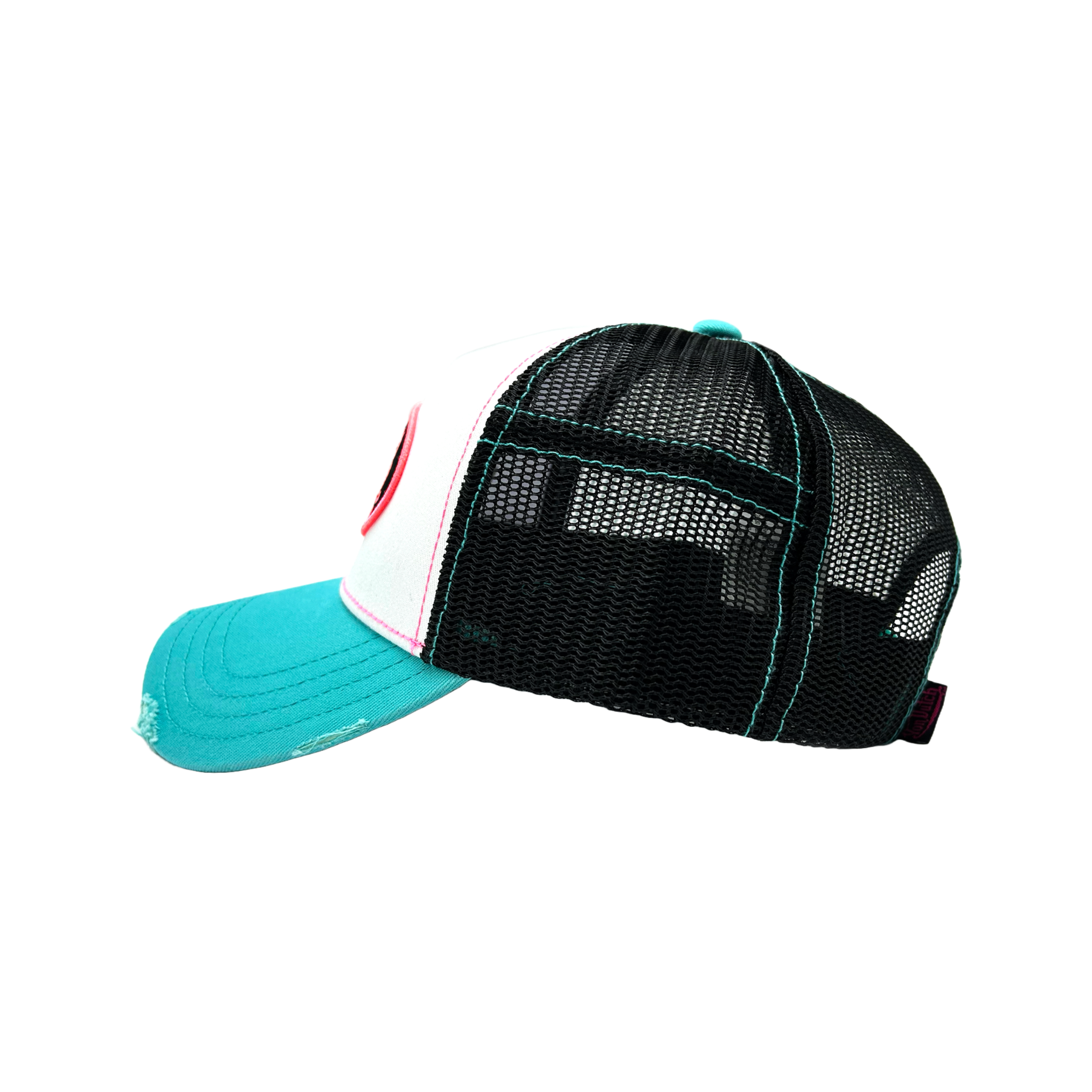 Von Dutch Blue & Pink Classic Distressed Trucker Hat - Image 2