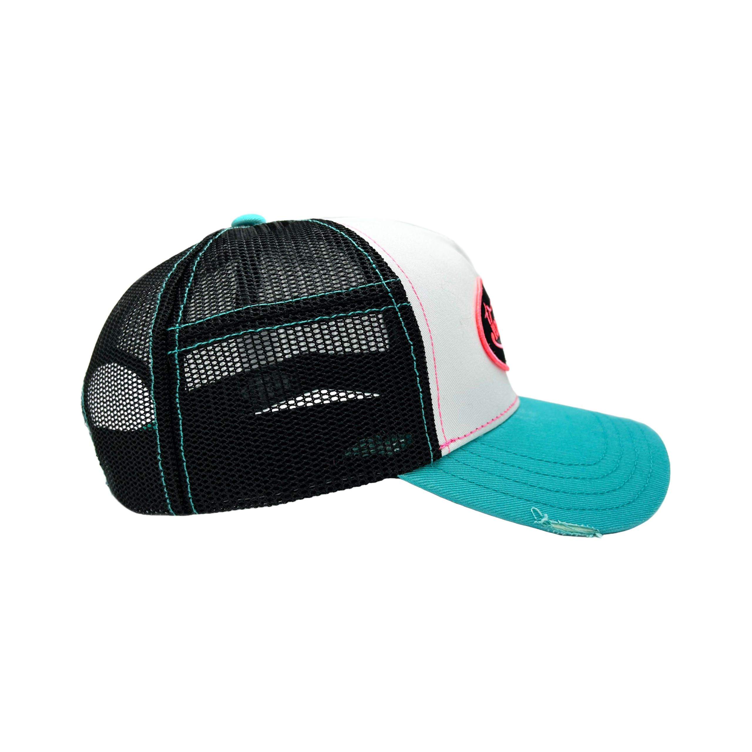 Von Dutch Blue & Pink Classic Distressed Trucker Hat - Image 3