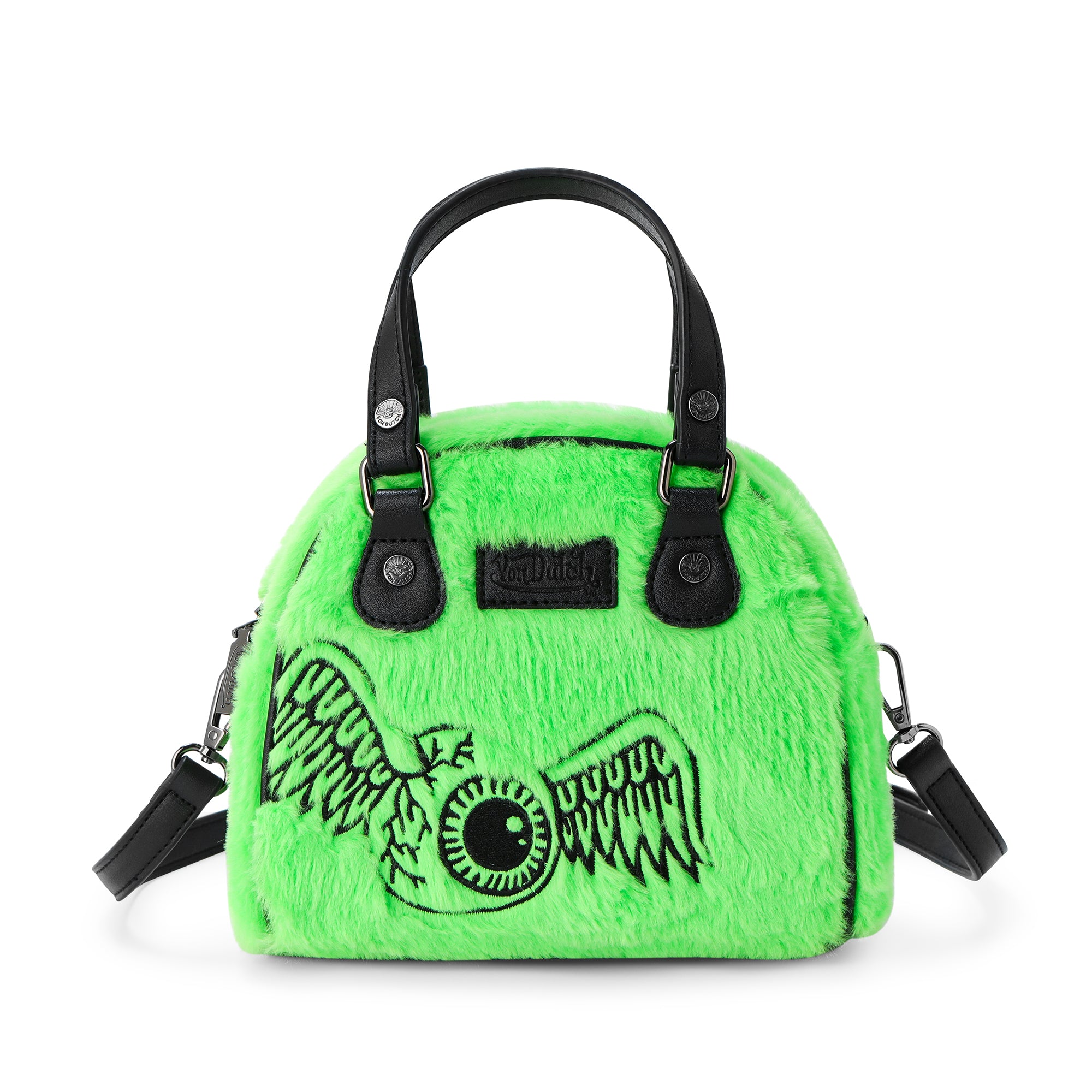 Von Dutch Lime Green Furry Bowling Bag - Image 3