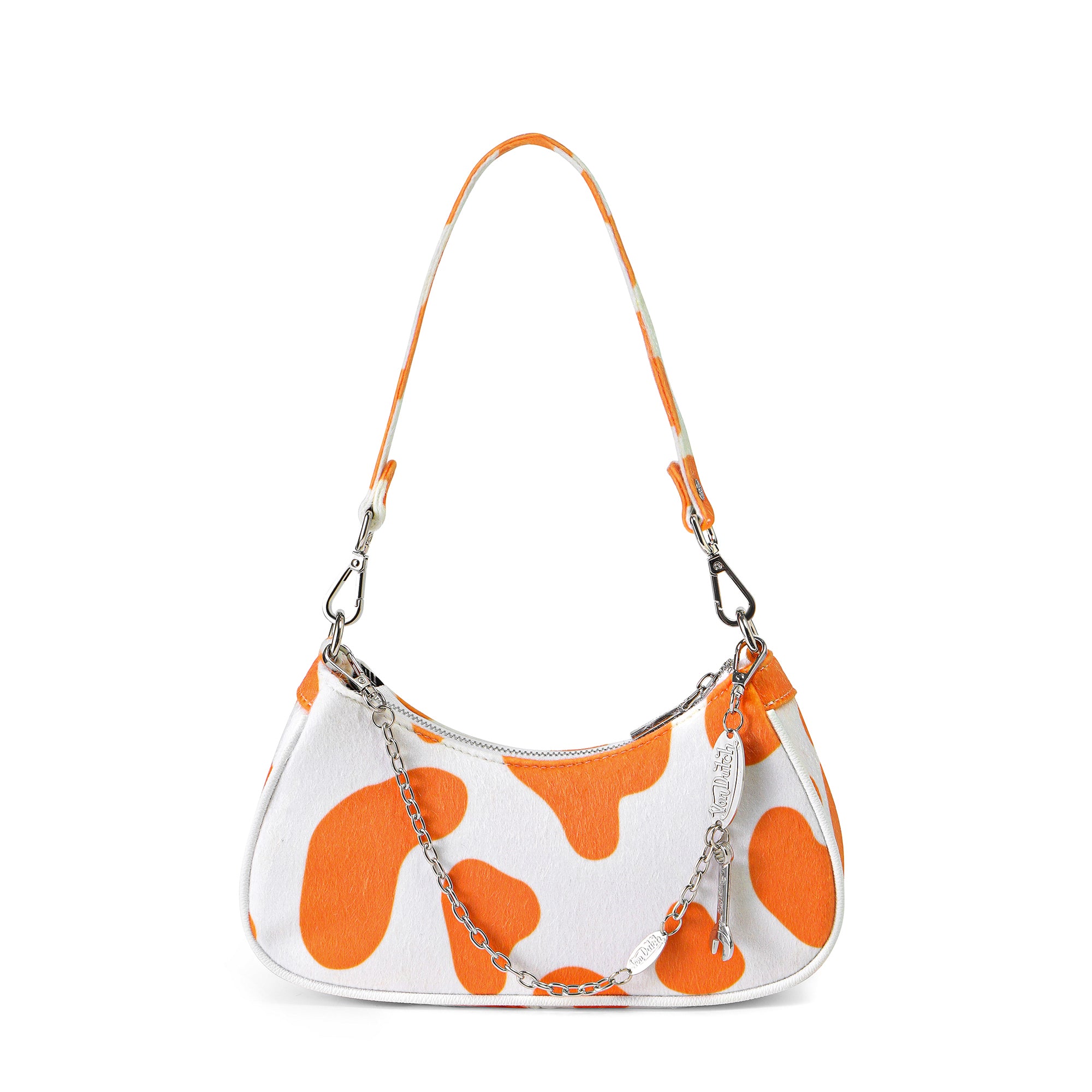 Von Dutch Vegan Pony Hair Orange Cow Print Shoulder Bag - Image 2