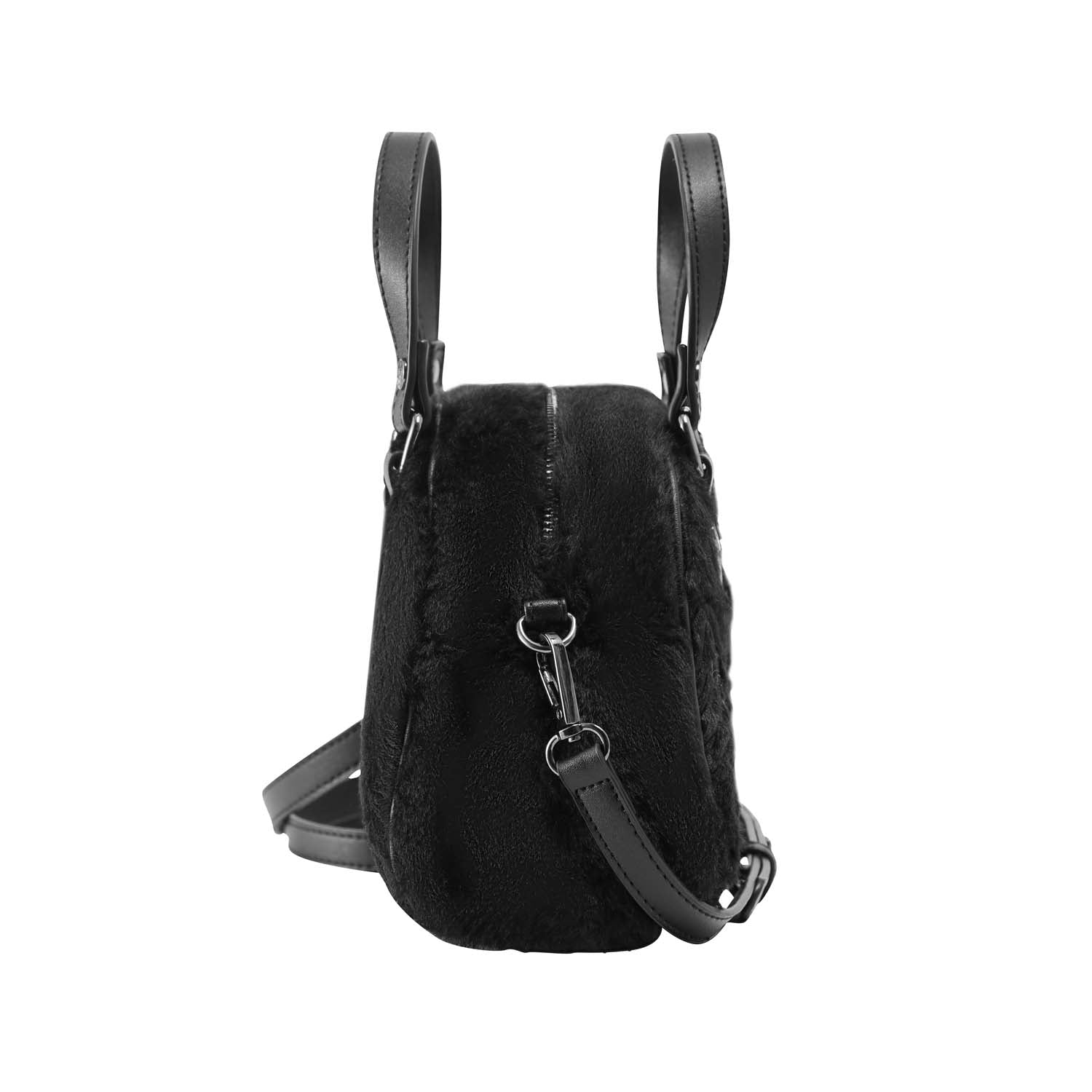Von Dutch Black Furry Bowling Bag - Image 4