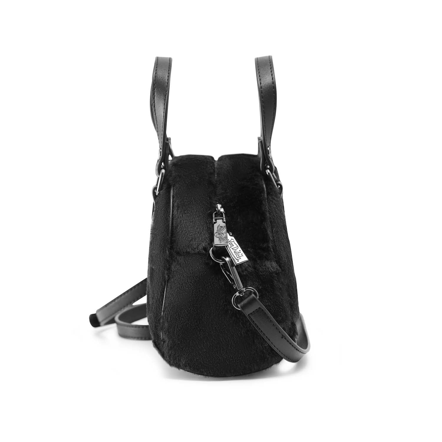 Von Dutch Black Furry Bowling Bag - Image 6