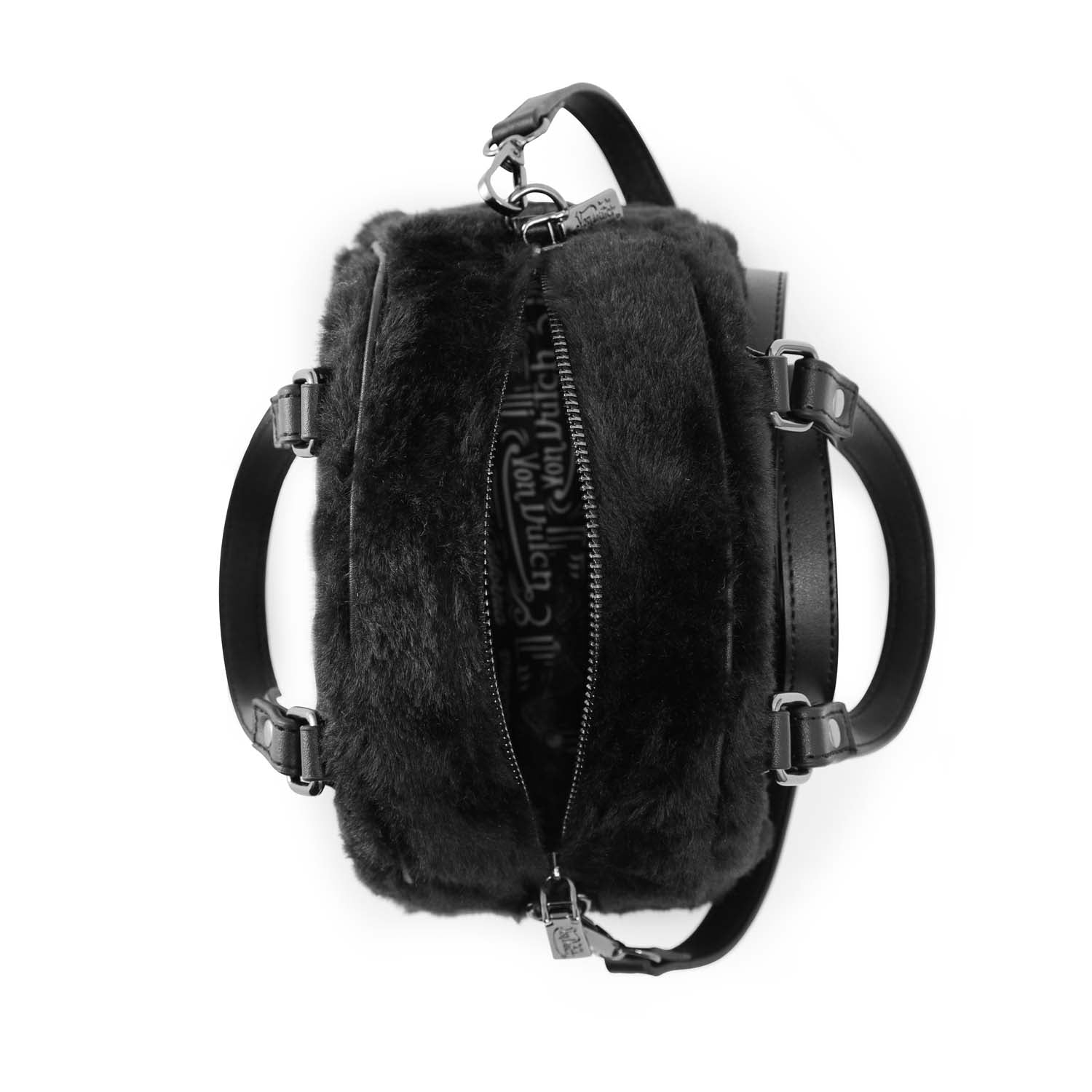 Von Dutch Black Furry Bowling Bag - Image 7