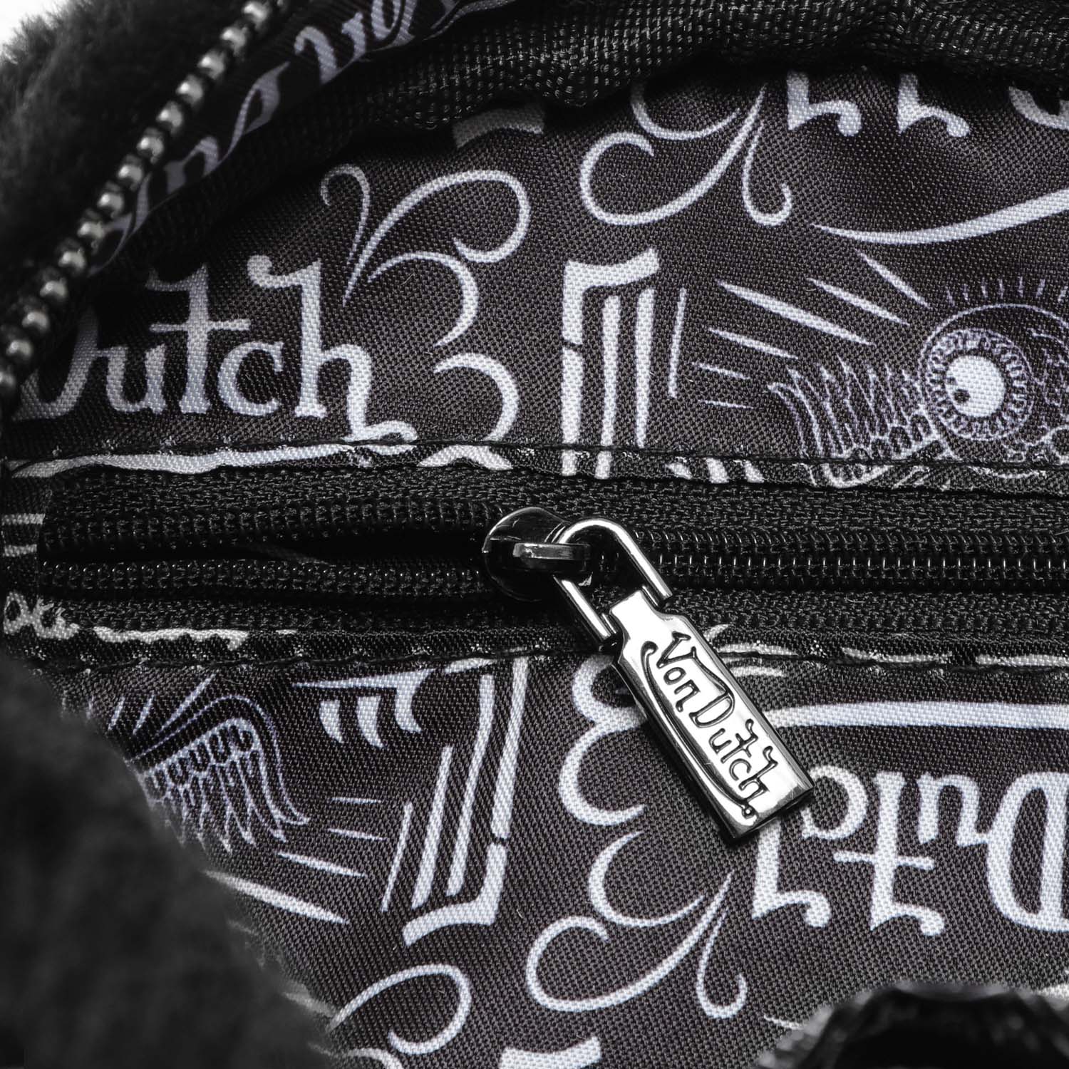 Von Dutch Black Furry Bowling Bag - Image 8