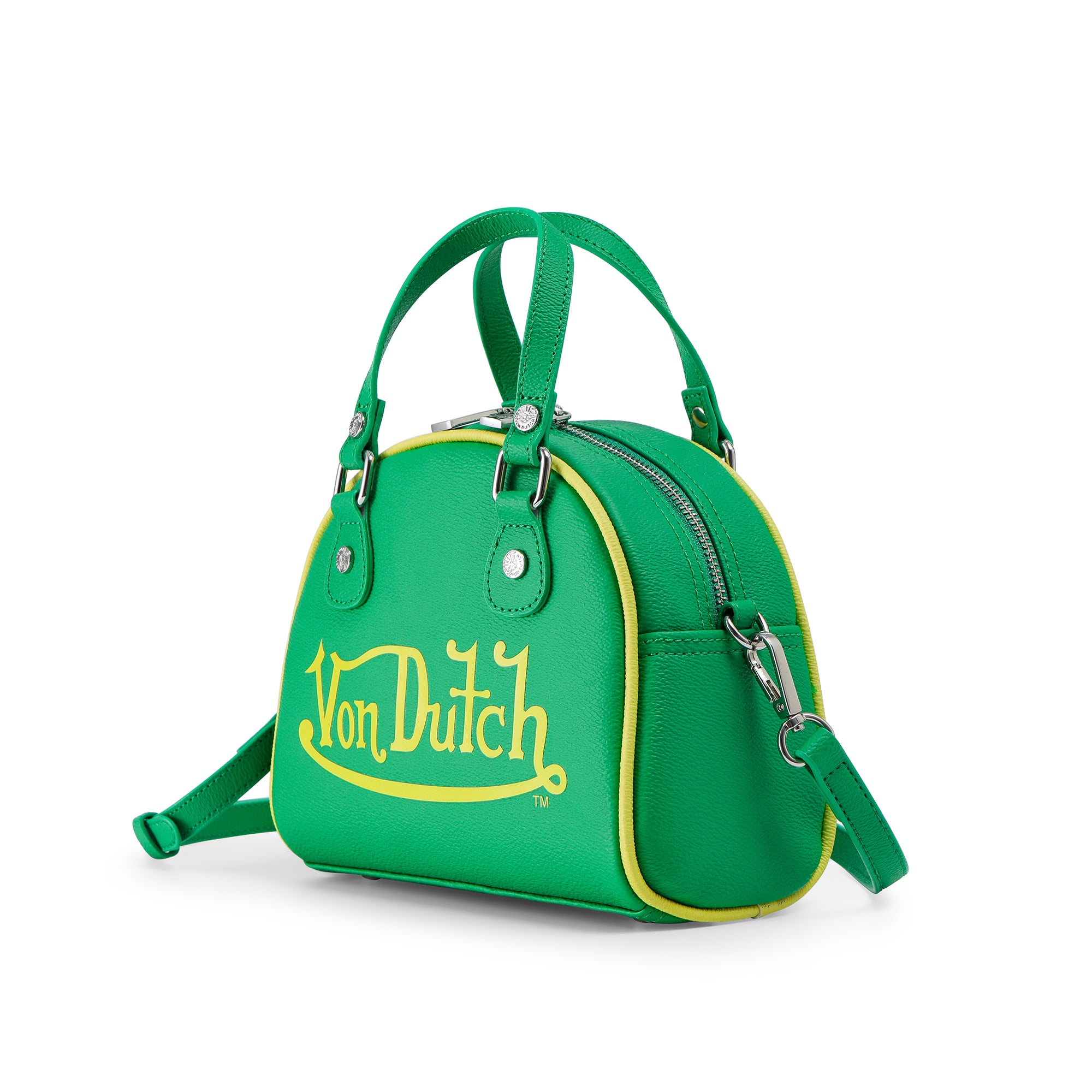 Von Dutch Green & Yellow Two-Tone Bowling Bag - Image 2