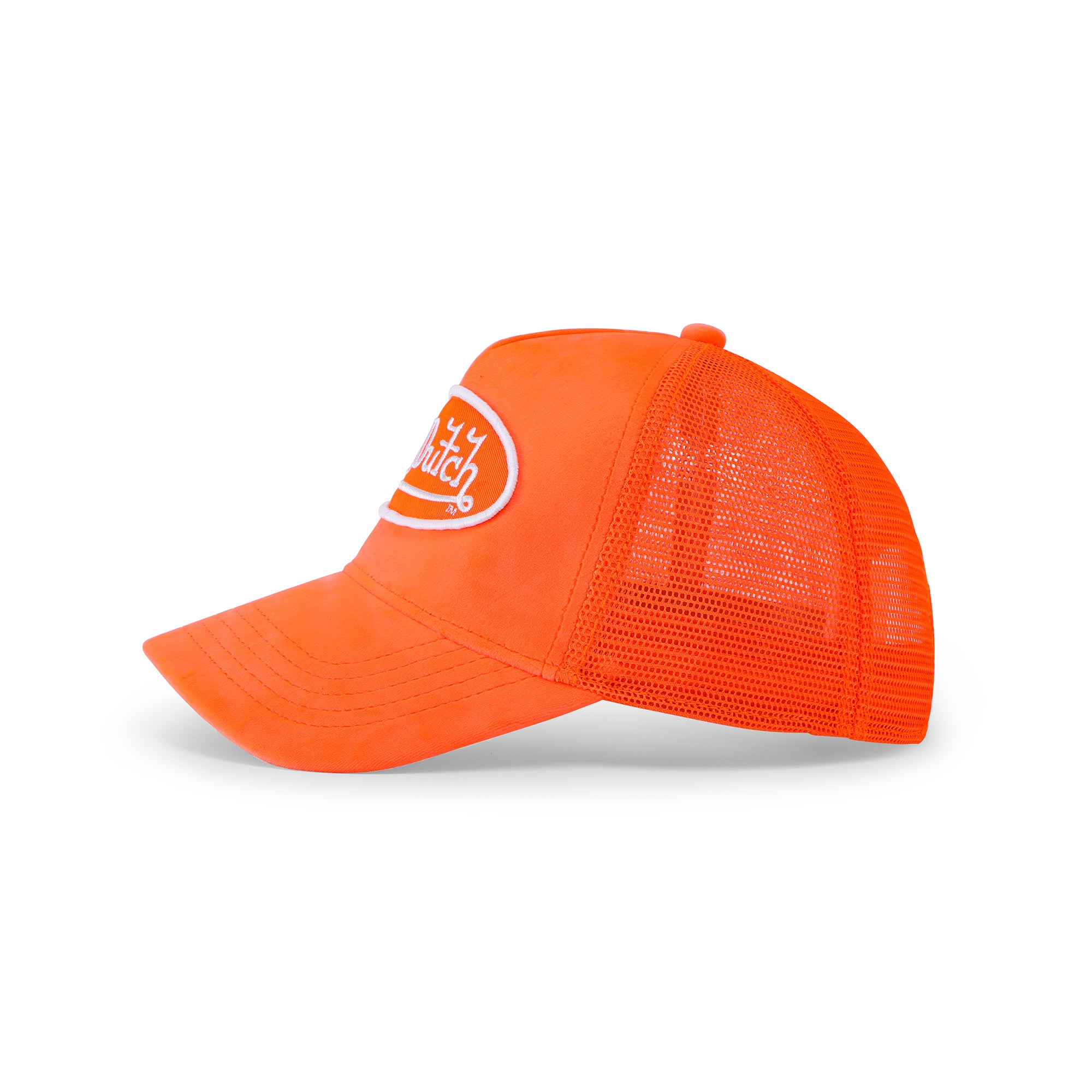 Von Dutch Neon Orange Velvet Trucker Hat - Image 2