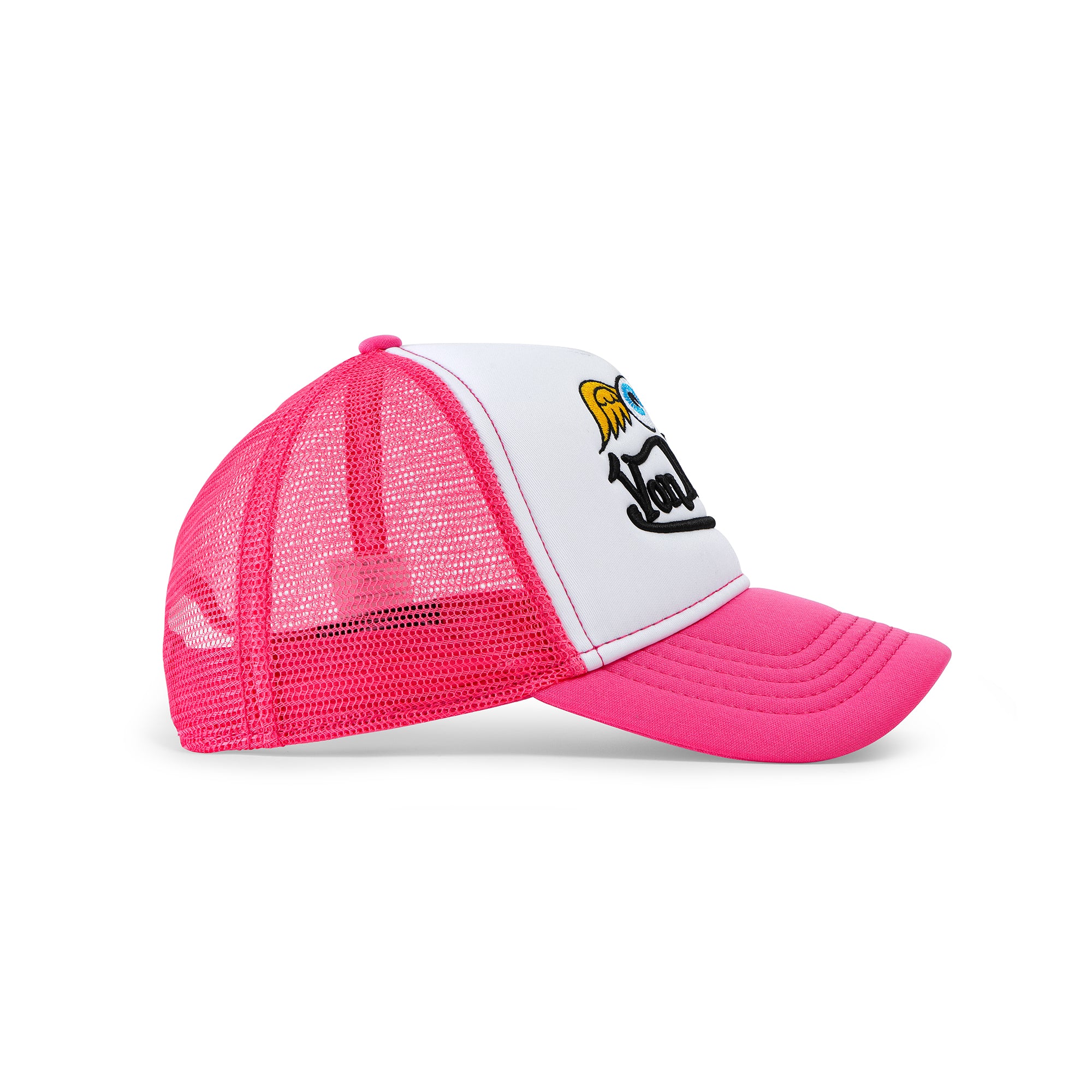 Von Dutch Hot Pink Flying Eyeball Wordmark Trucker Hat - Image 3
