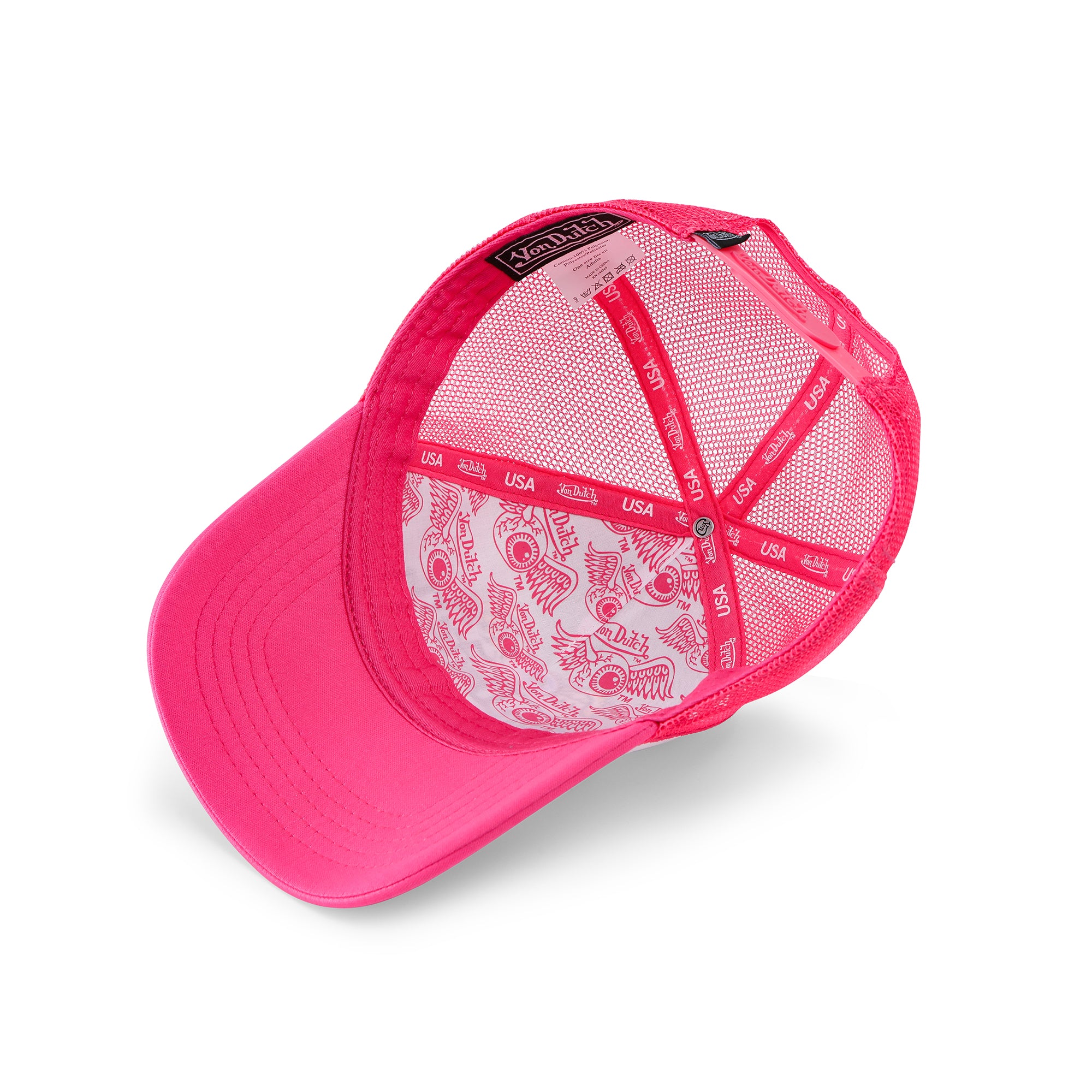 Von Dutch Hot Pink Flying Eyeball Wordmark Trucker Hat - Image 5