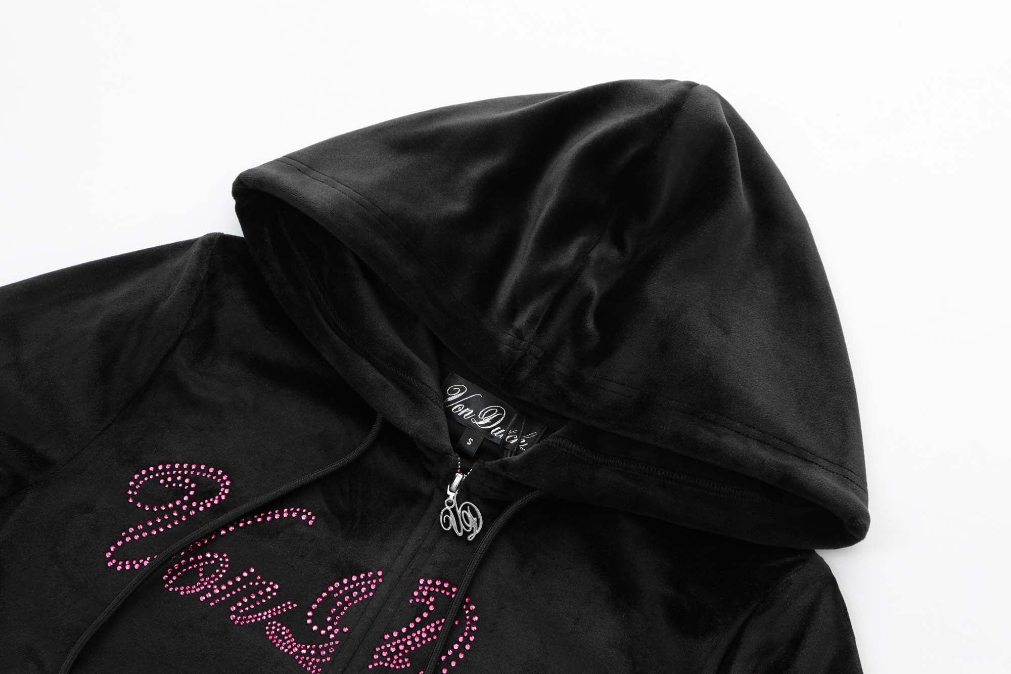 Velour Zip Up - Black - Image 6