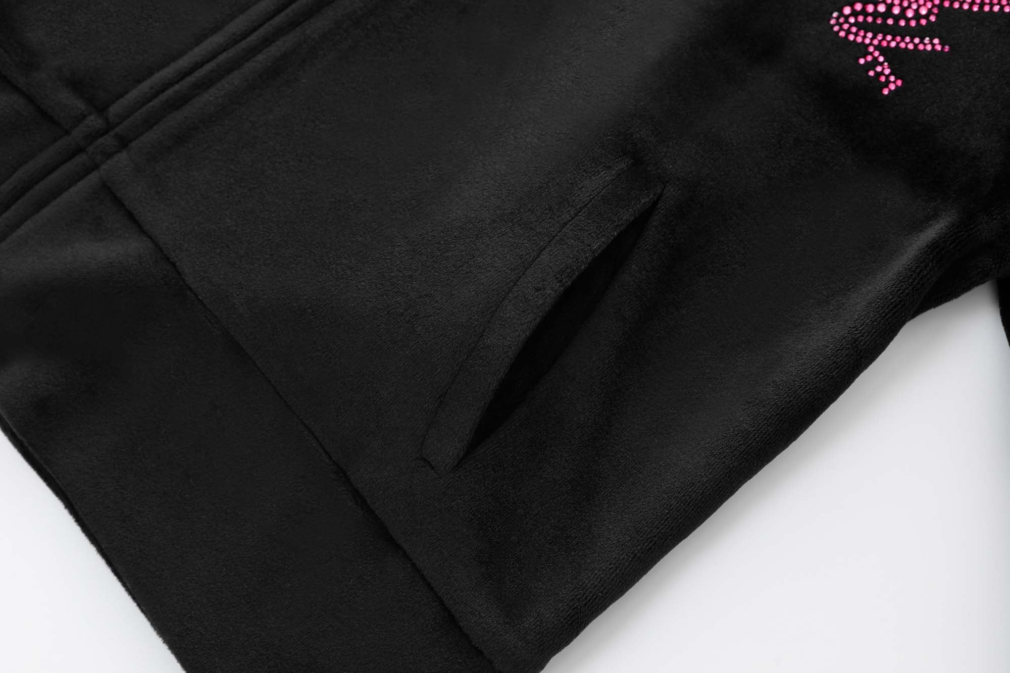 Velour Zip Up - Black - Image 8