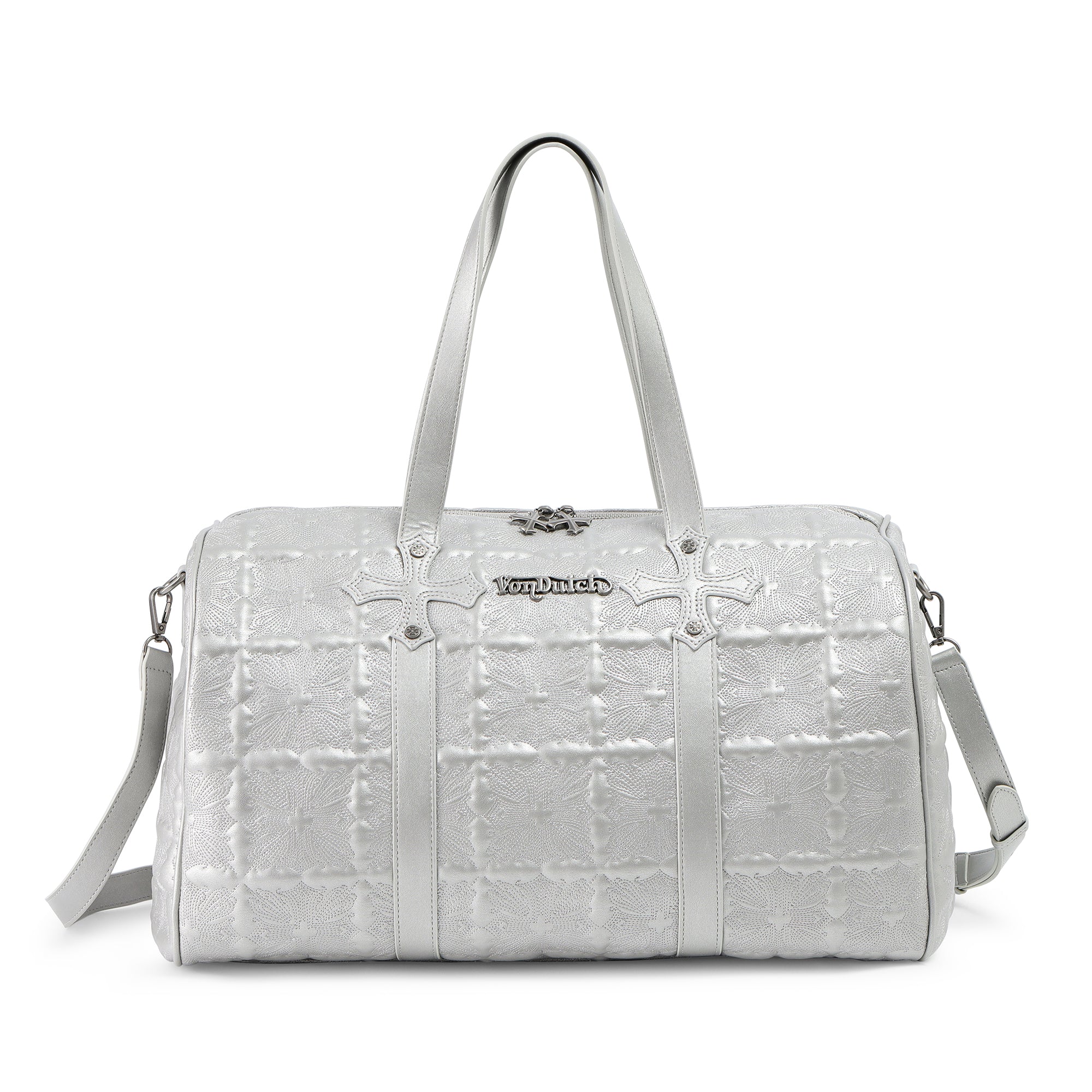 Von Dutch Embroidered Chopper Duffle Bag - Silver