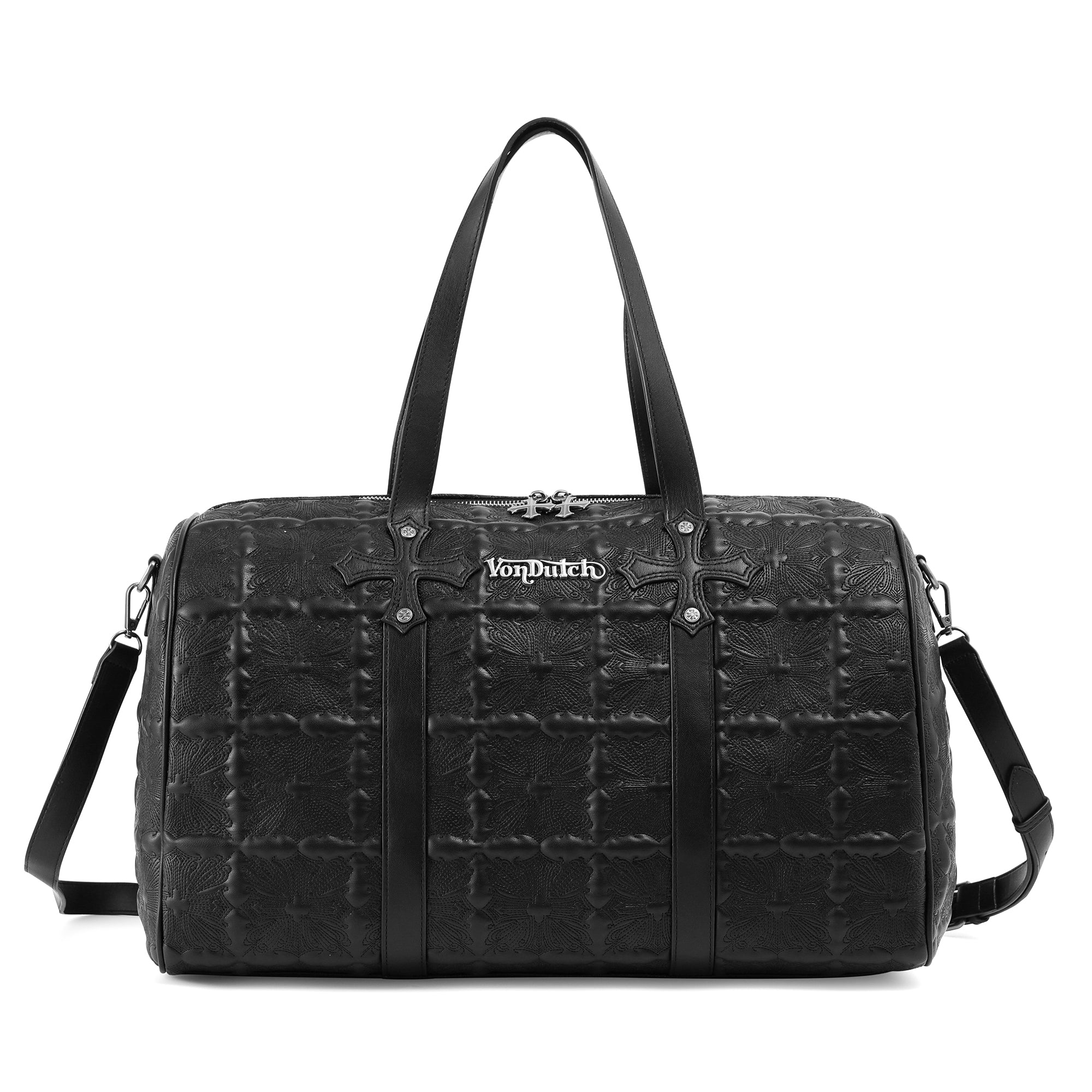 Von Dutch Embroidered Chopper Duffle Bag - Black