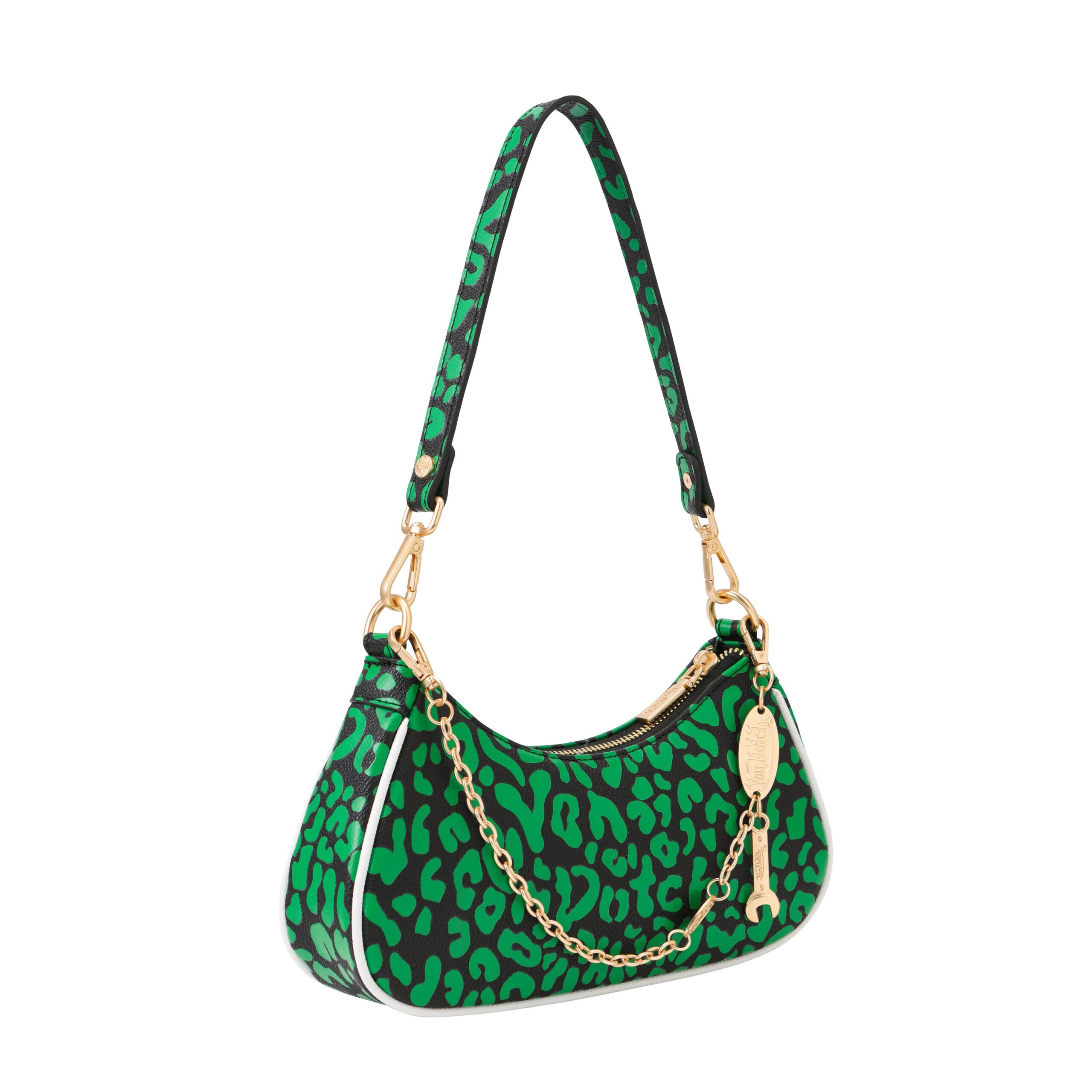 Von Dutch Lime Green Cheetah Shoulder Bag - Image 4