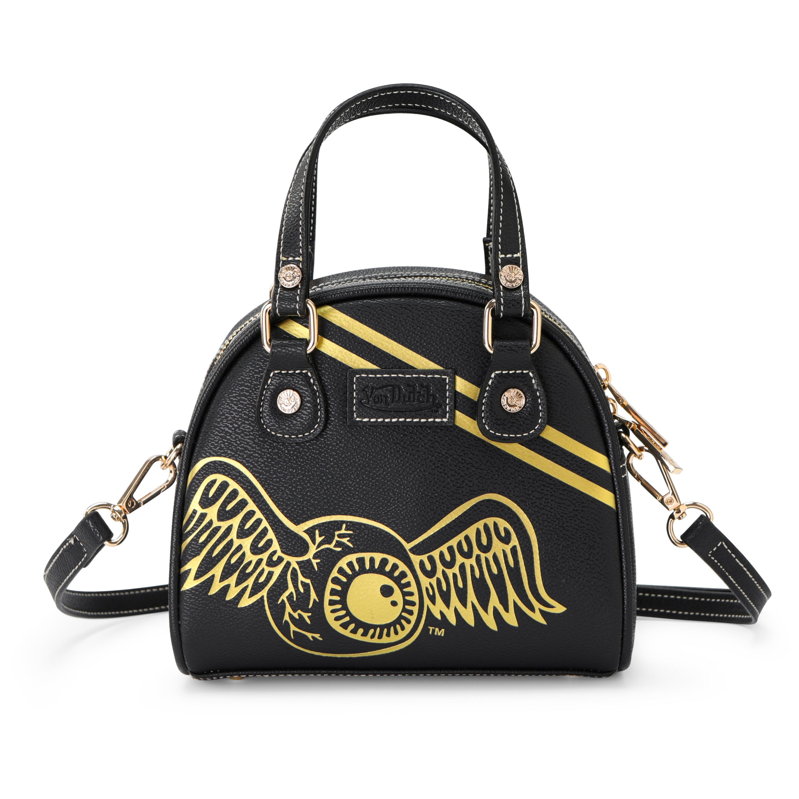 Von Dutch Racing Stripe Black & Gold Bowling Bag
