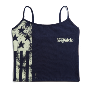 Von Dutch Navy & Yellow Racing Spaghetti Top