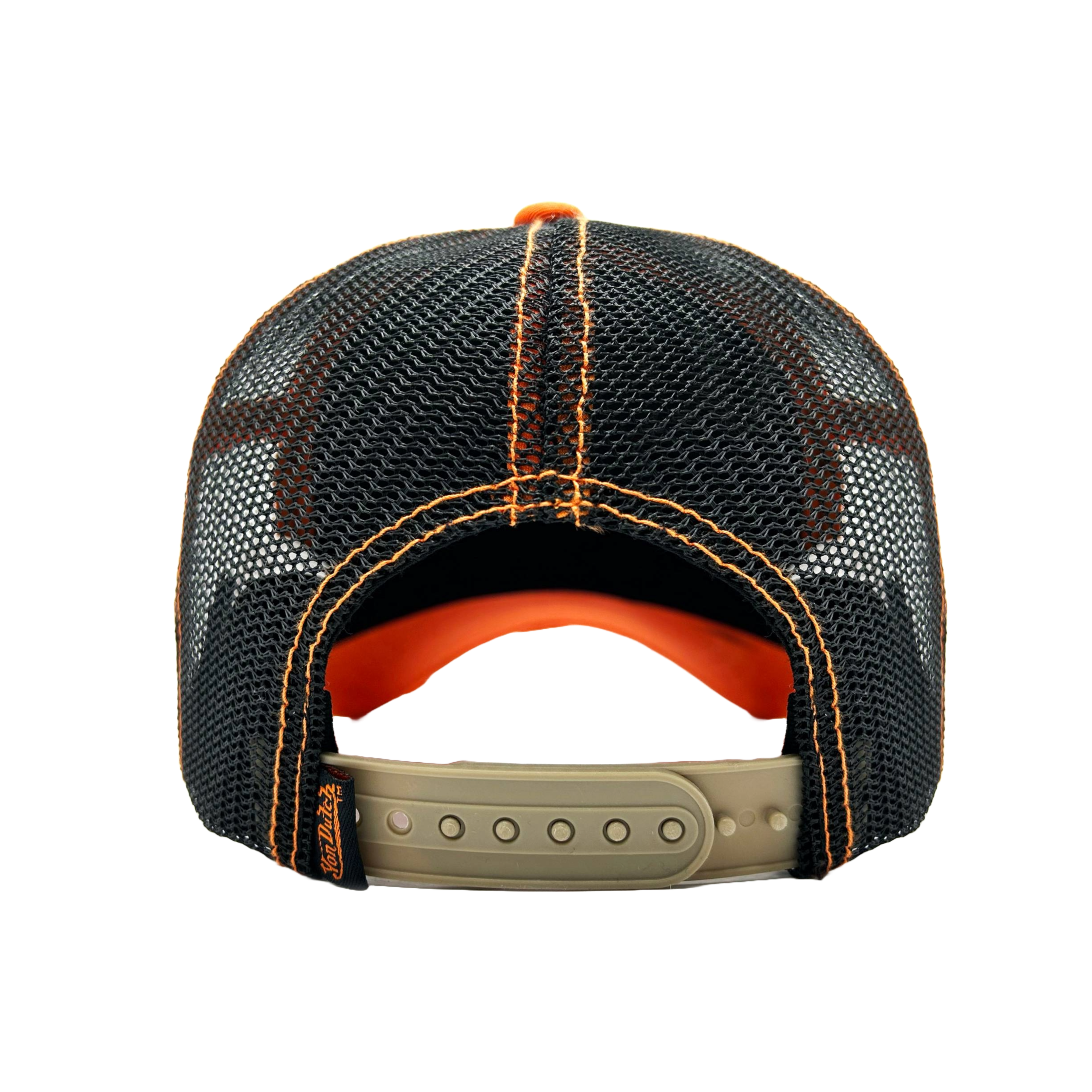 Von Dutch Tan & Orange Classic Distressed Trucker Hat - Image 4