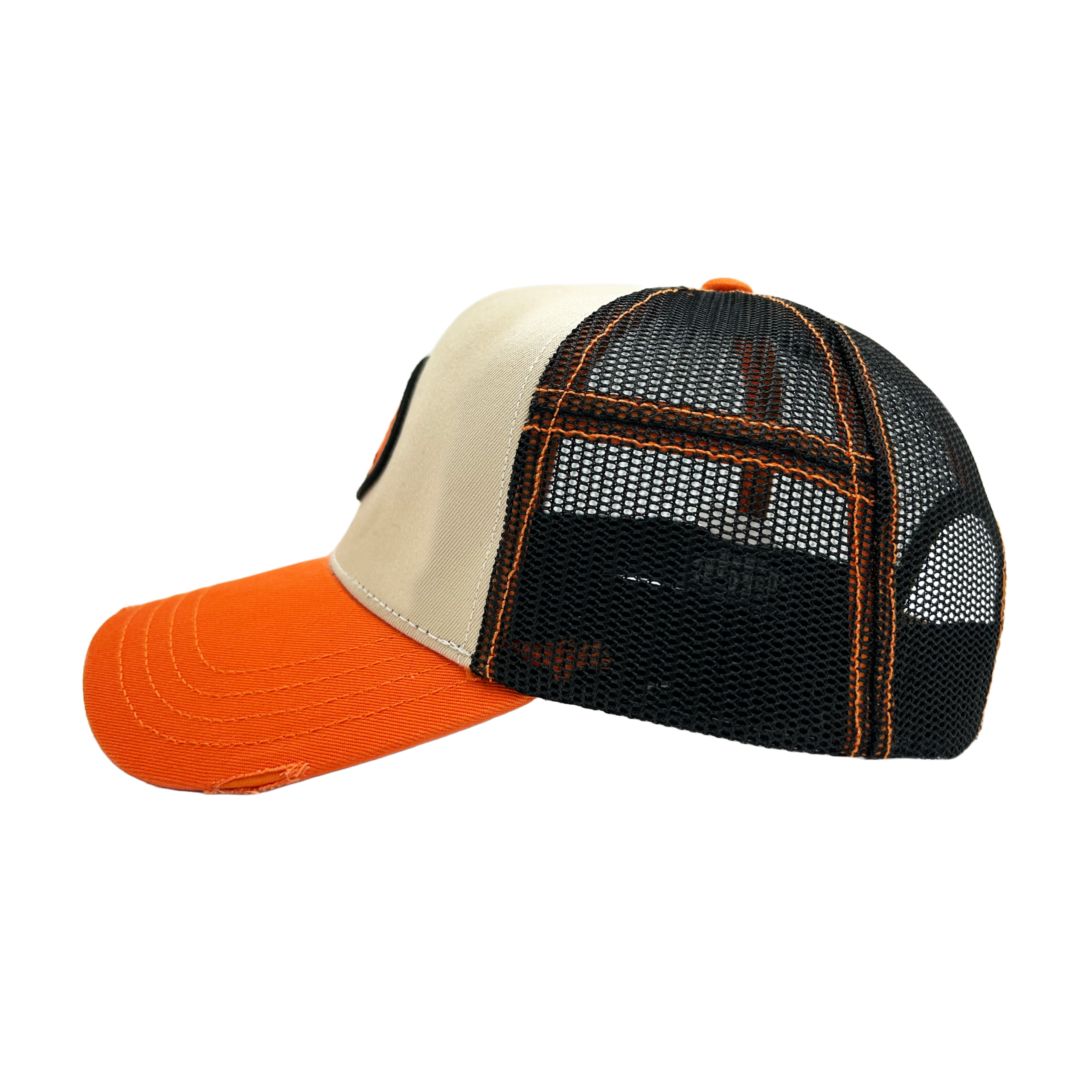Von Dutch Tan & Orange Classic Distressed Trucker Hat - Image 2