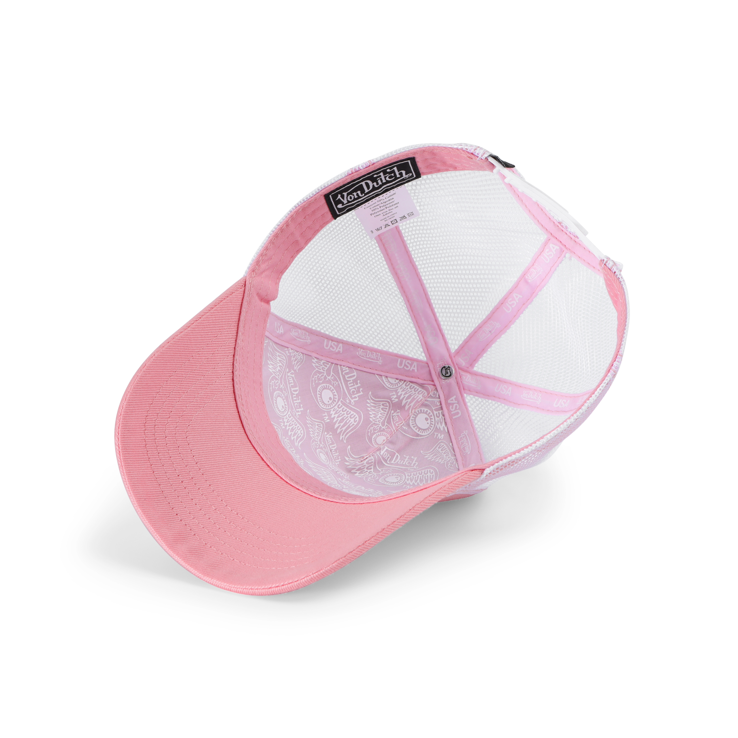Von Dutch Rhinestone Trucker Hat - Pink with White Rhinestones - Image 5