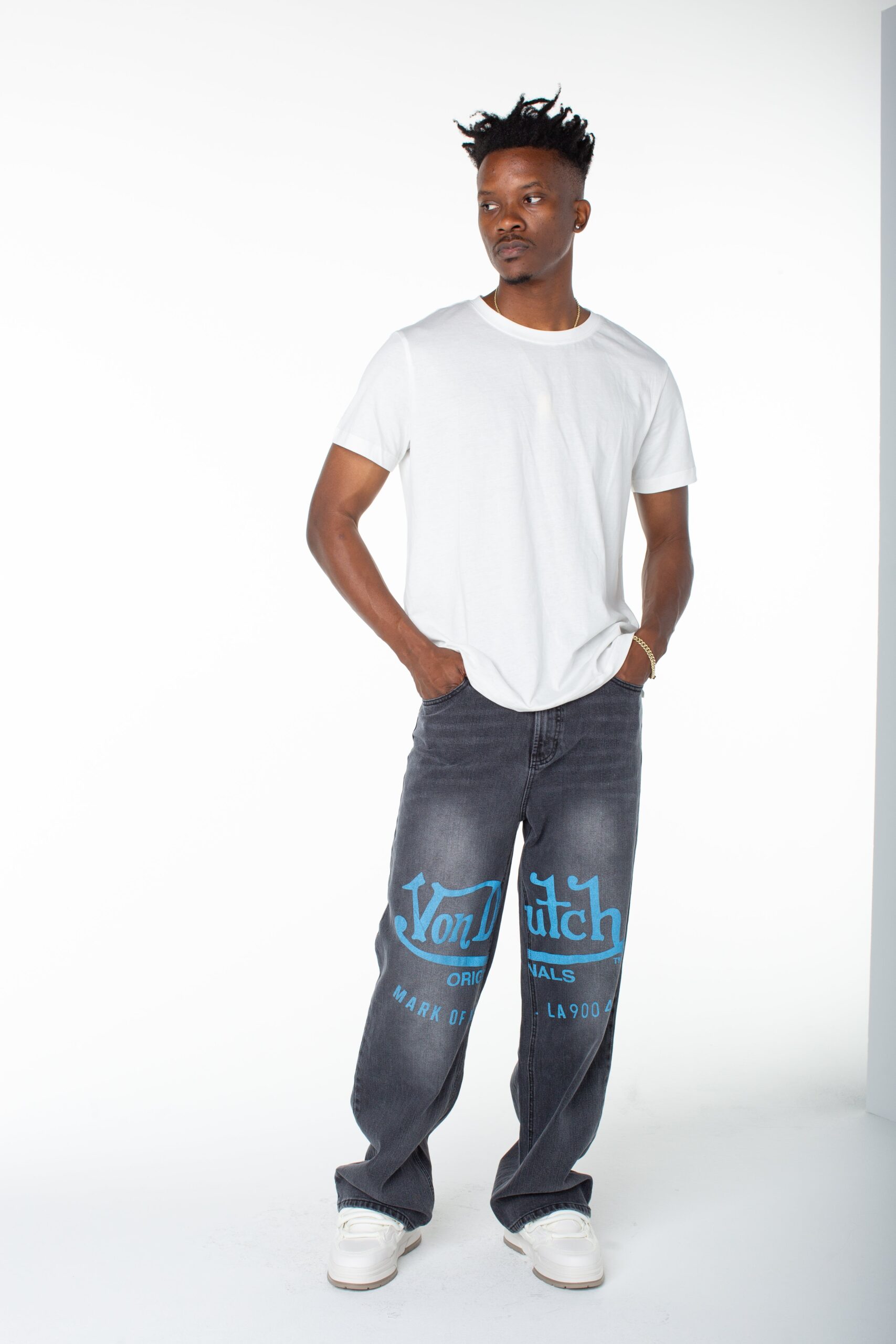 Von Dutch Men's Reaper Patch Front Logo Baggy Jean - Image 4