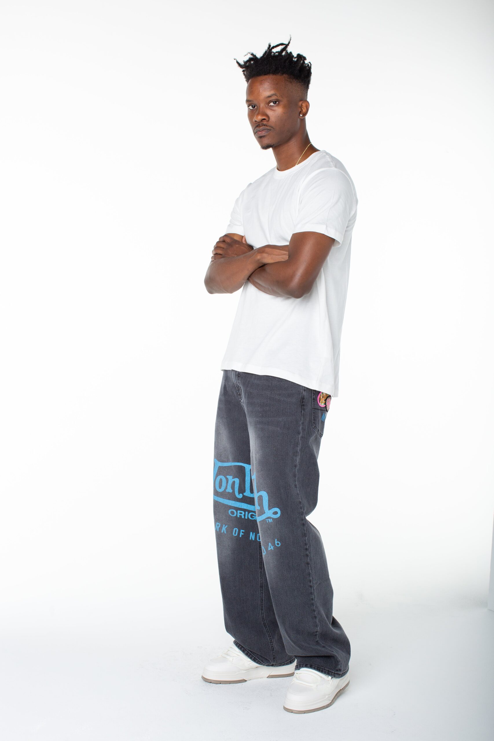 Von Dutch Men's Reaper Patch Front Logo Baggy Jean - Image 5