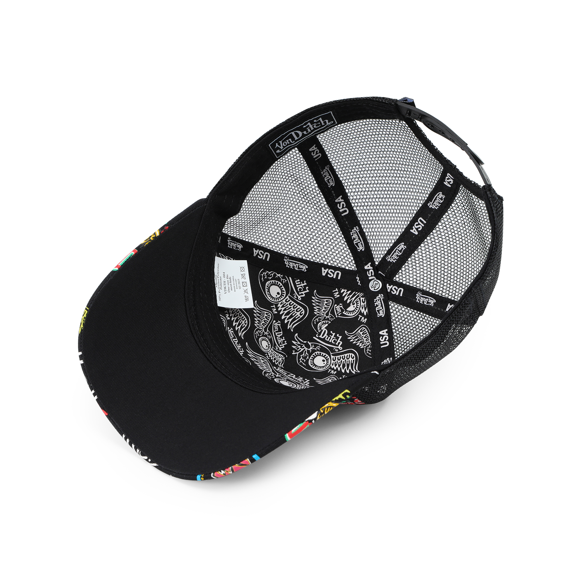 Von Dutch Kids Classic Trucker Hat - All Over Black Jax - Image 4