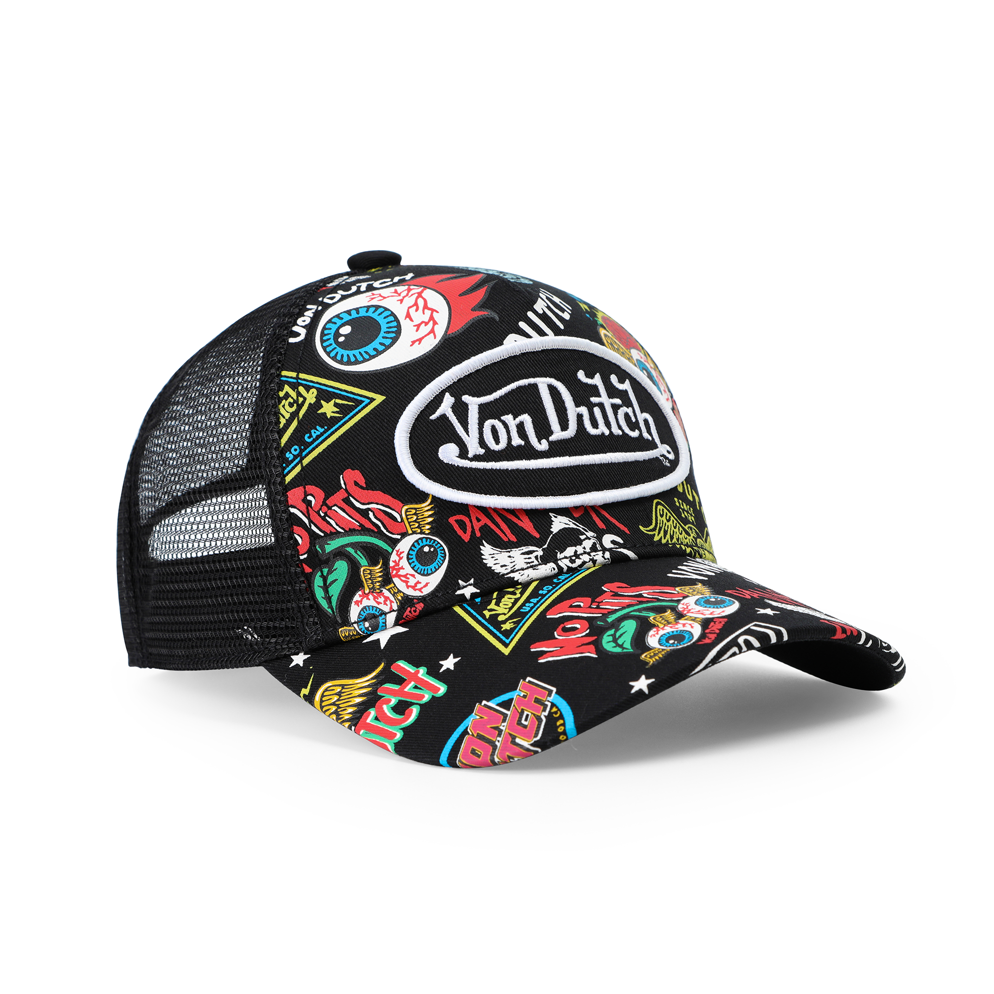 Von Dutch Kids Classic Trucker Hat - All Over Black Jax - Image 3