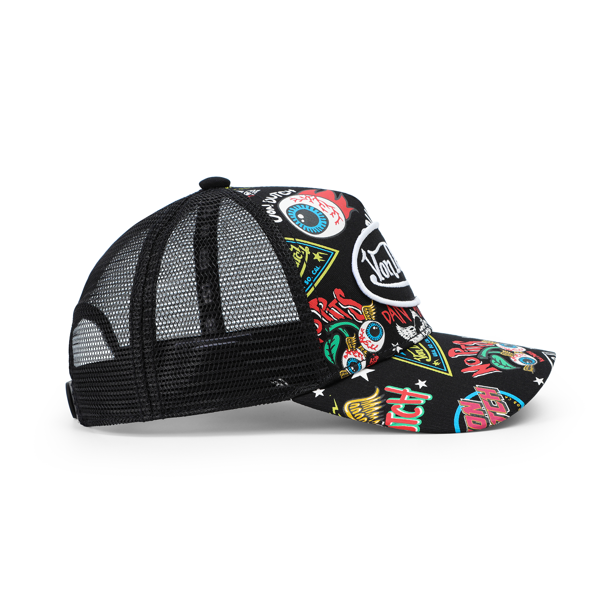 Von Dutch Kids Classic Trucker Hat - All Over Black Jax - Image 5