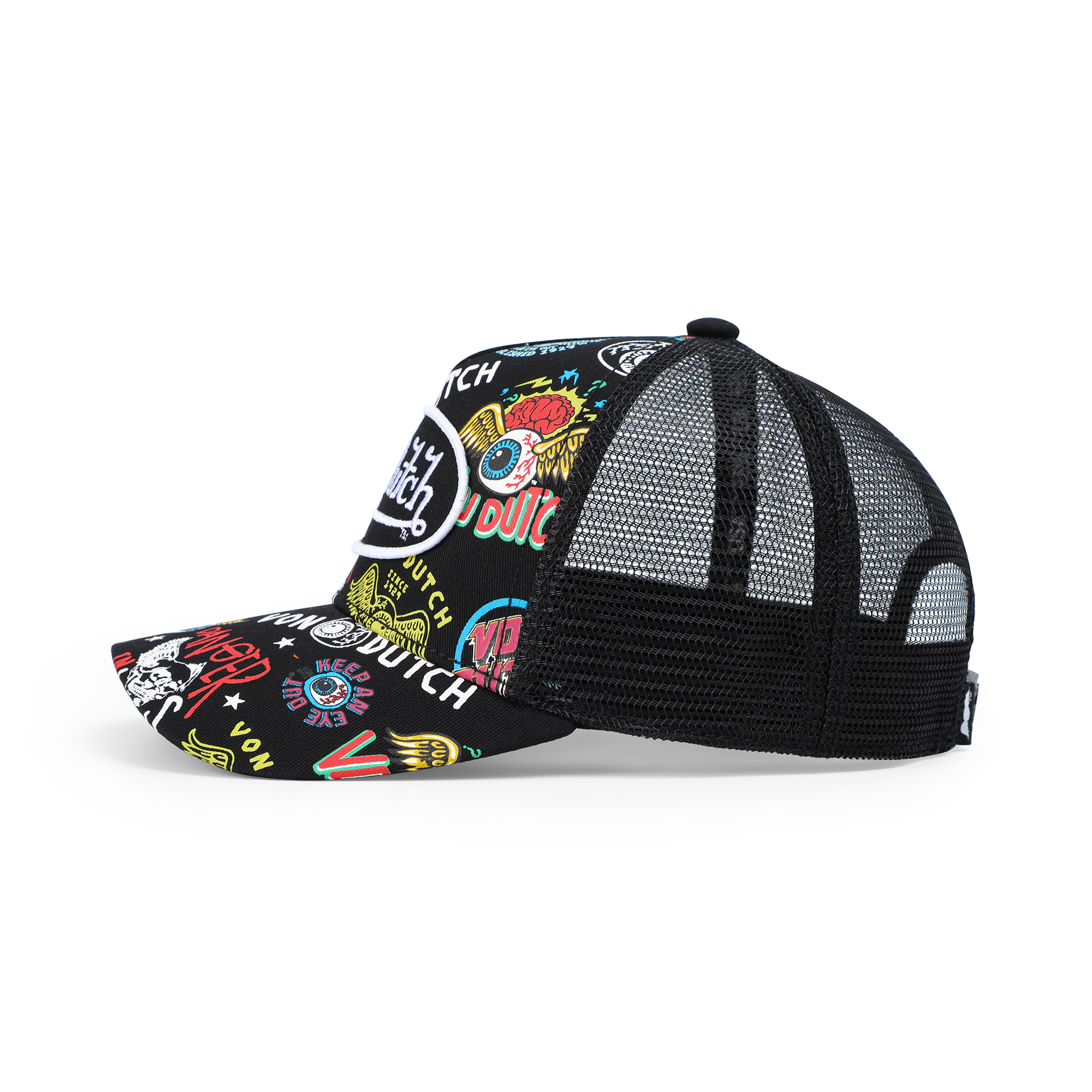 Von Dutch Kids Classic Trucker Hat - All Over Black Jax - Image 2