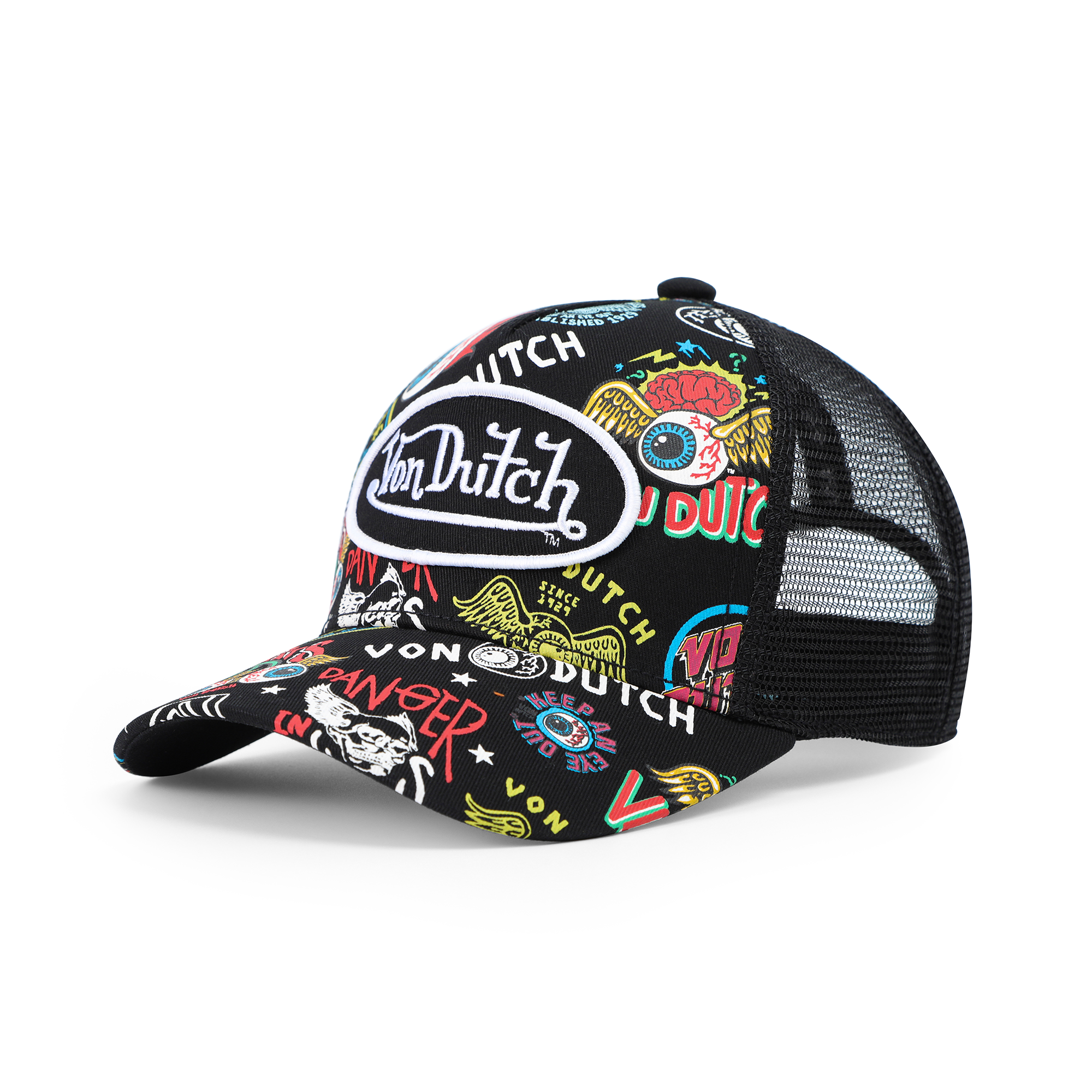 Von Dutch Kids Classic Trucker Hat - All Over Black Jax - Image 7