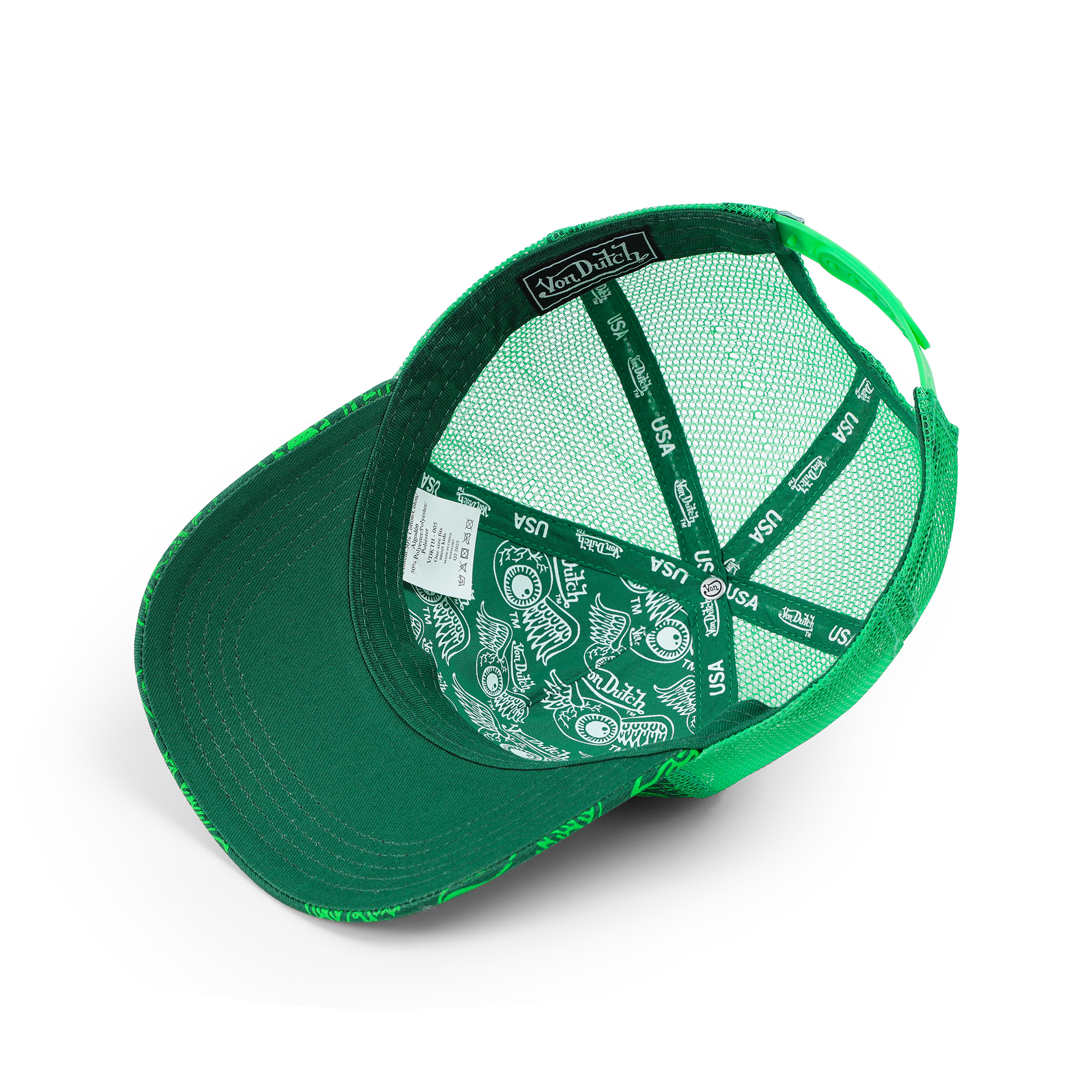 Von Dutch Kids Classic Trucker Hat - Green ISPY Flying Eye - Image 4