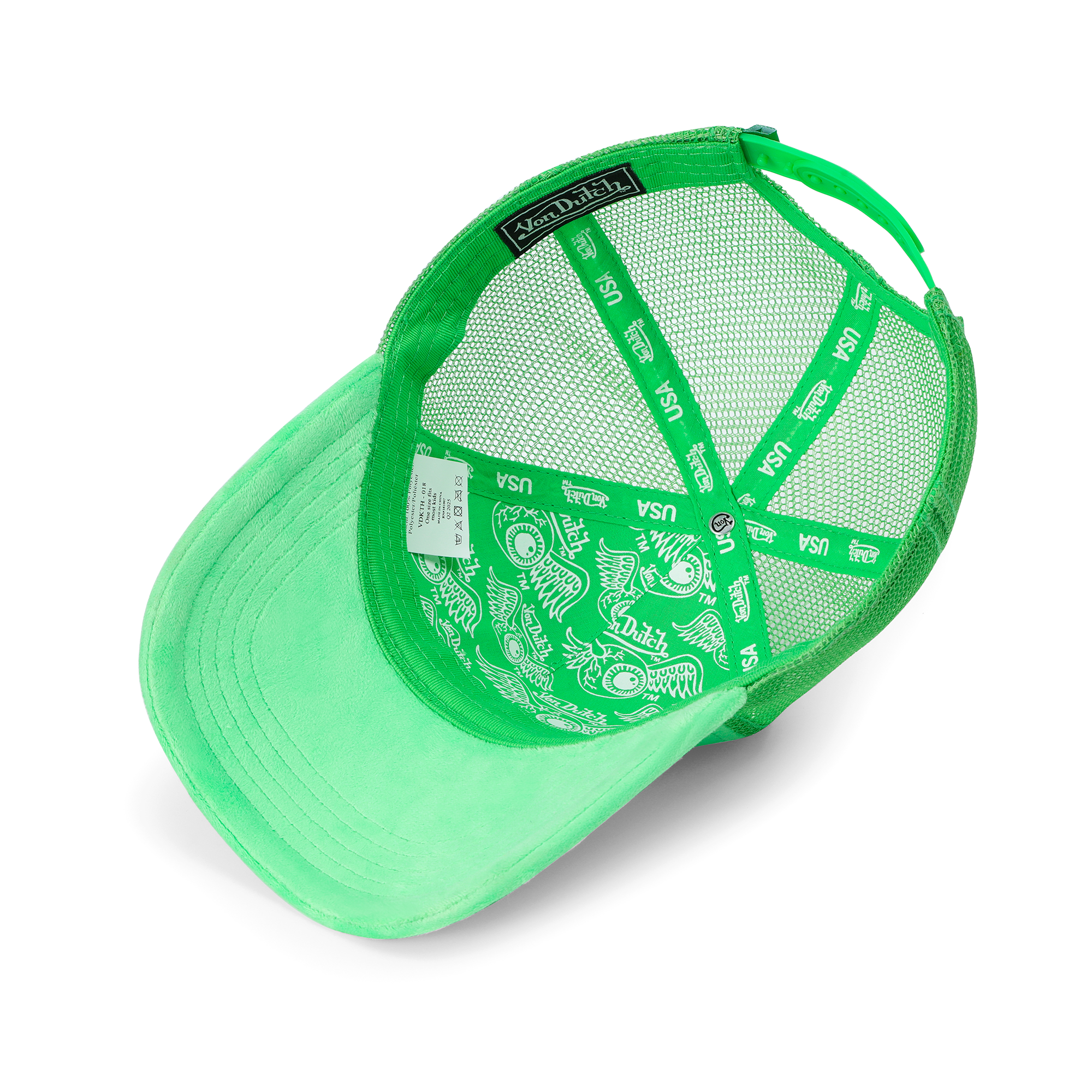 Von Dutch Kids Velvet Trucker Hat - Lime Green - Image 4