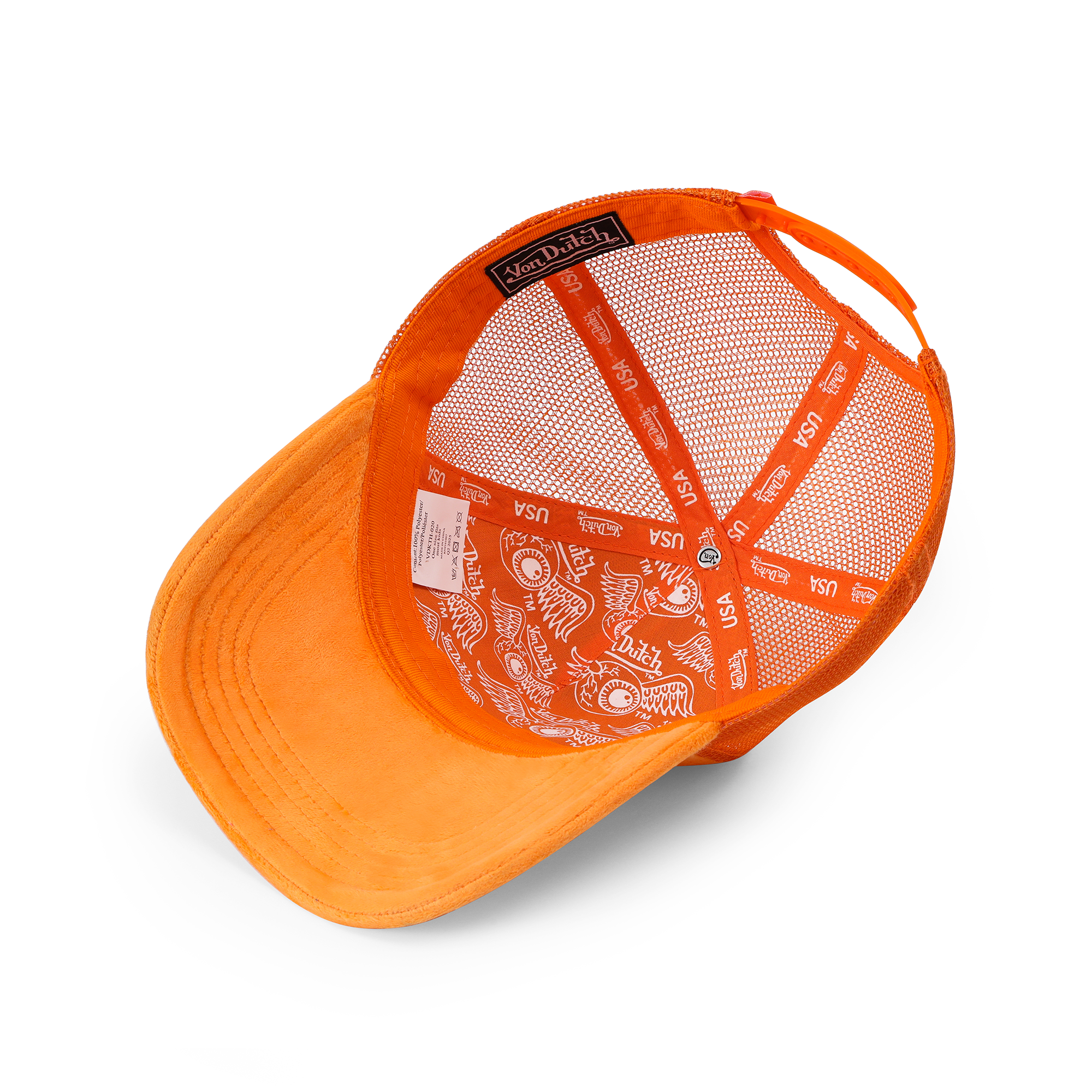 Von Dutch Kids Velvet Trucker Hat - Neon Orange - Image 4