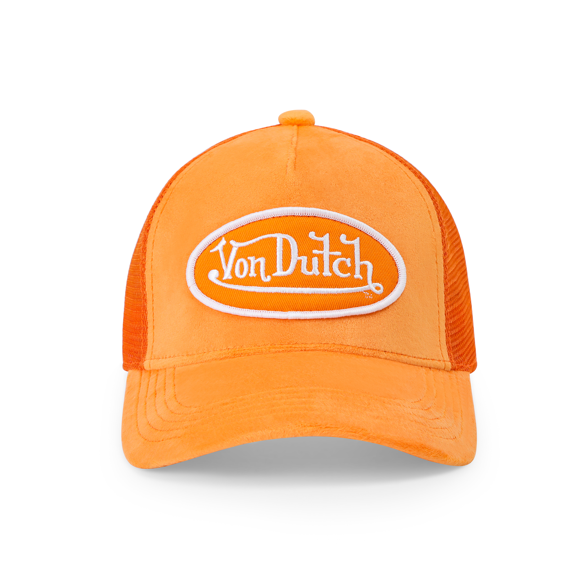 Von Dutch Kids Velvet Trucker Hat - Neon Orange