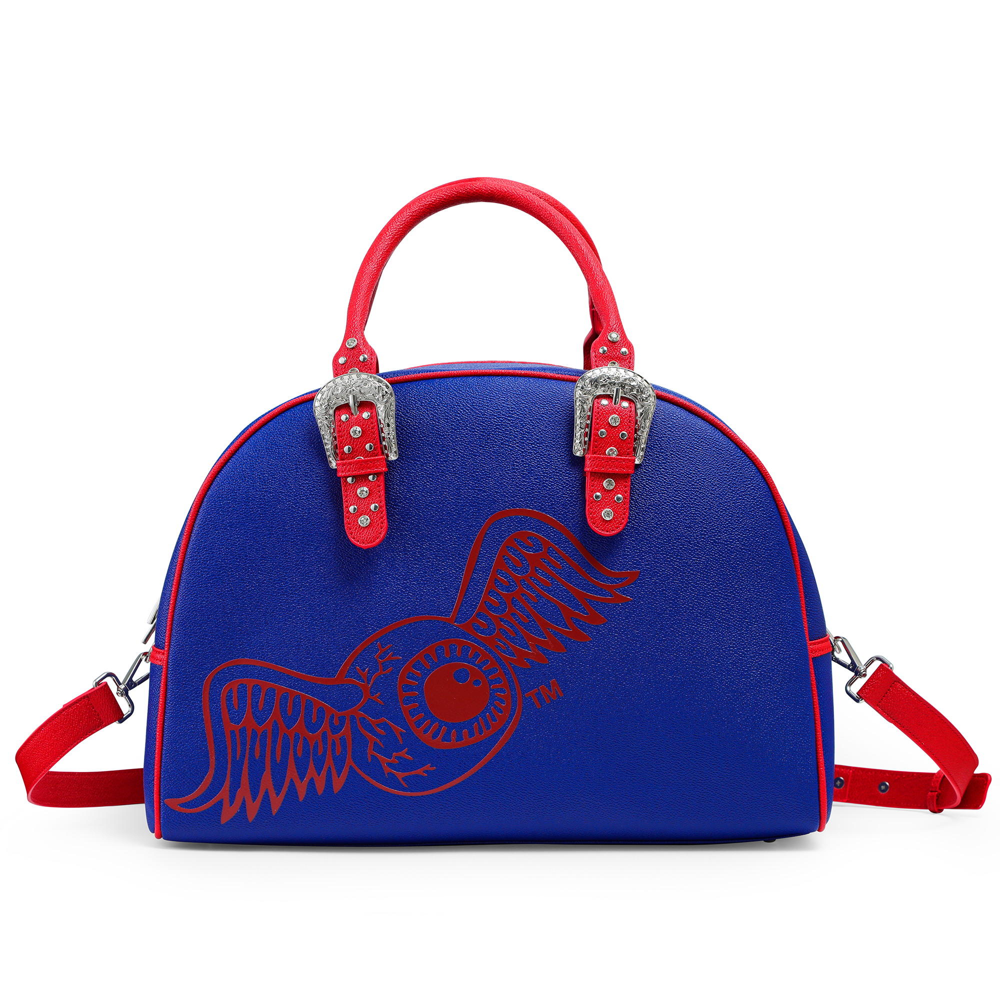 Von Dutch Blue & Red Duffle Bowling Bag - Image 7