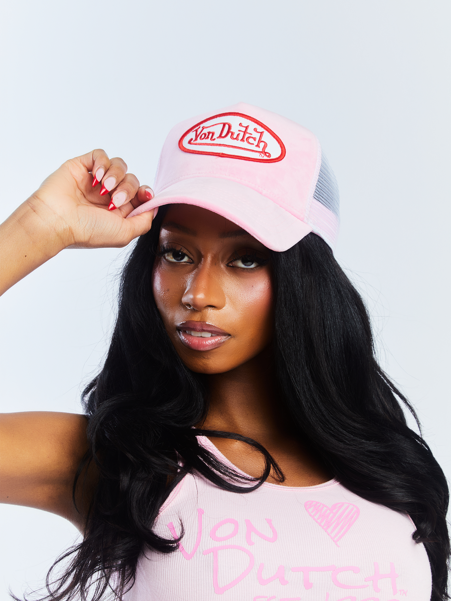 Von Dutch Pink Crush Velvet Trucker Hat - Image 4