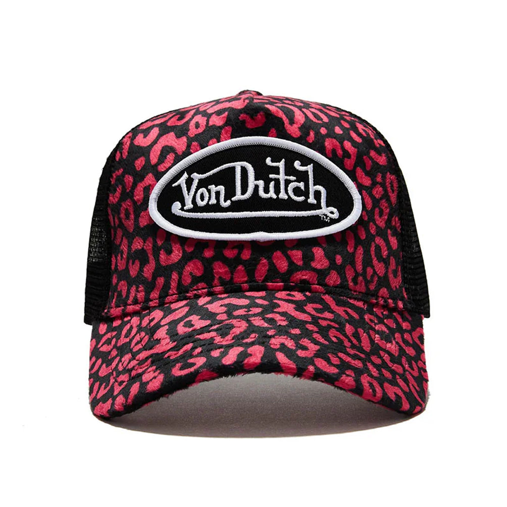 Von Dutch Hot Pink Cheetah Velvet Trucker Hat - Image 4