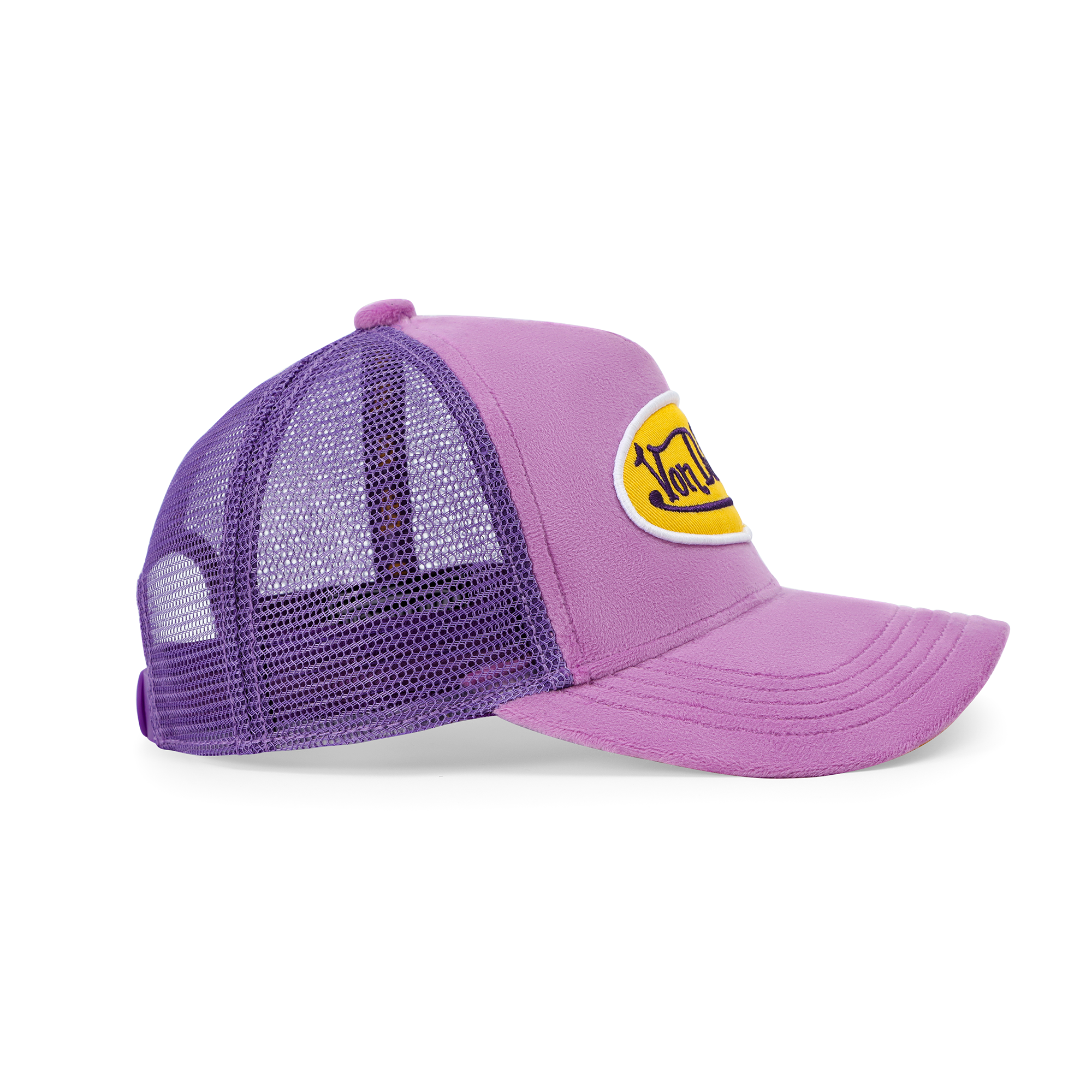 Von Dutch Kids Purple & Yellow Velvet Trucker Hat - Image 5